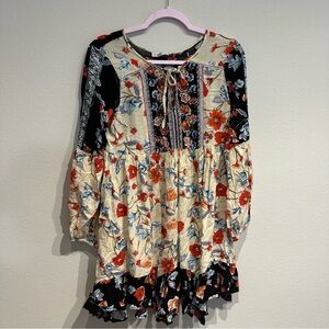 Patrons of Peace Multicolor Floral 100% Rayon Dress‎ Size Medium